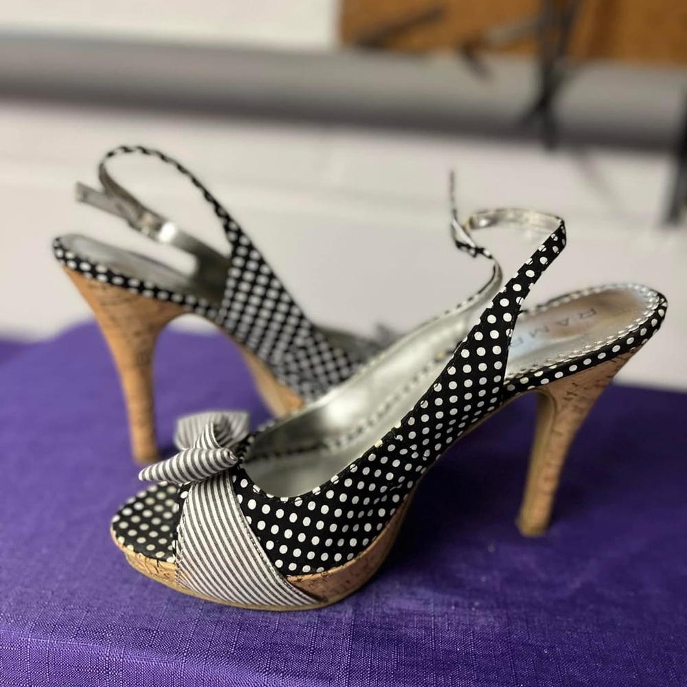 Rampage Polka Dot Slingback Heels - 8 1/2
